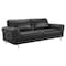 Armen Living Everly Contemporary Sofa in Genuine Black Leather with Brushed Stainless Steel Legs LCEV3BL - alternate 2